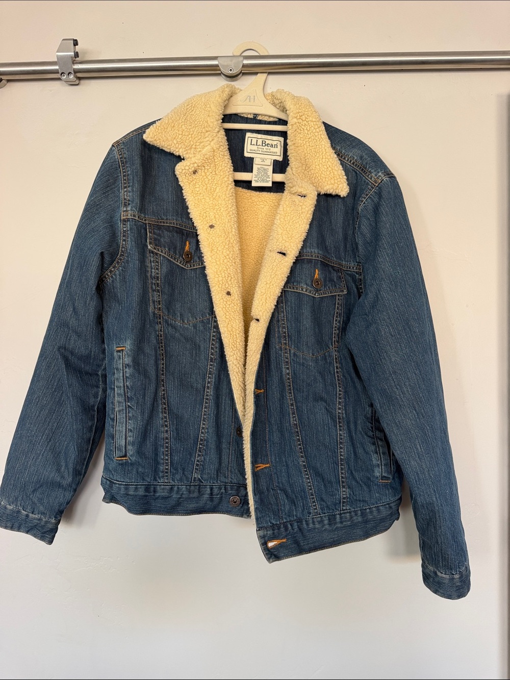 L.L. Bean Blue Denim Jacket with Cream Sherpa Lining